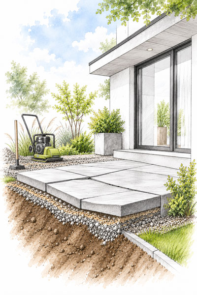 Verdichtung des Terrassenunterbaus