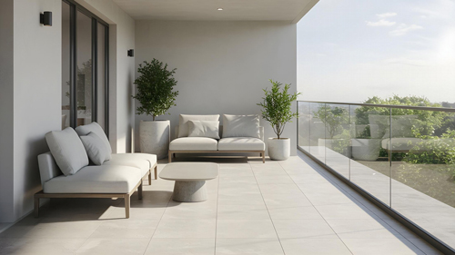 Innenaufnahme der Ausstellungsfläche von 1 cm Bodenfliesen vertrieben von Löseke.